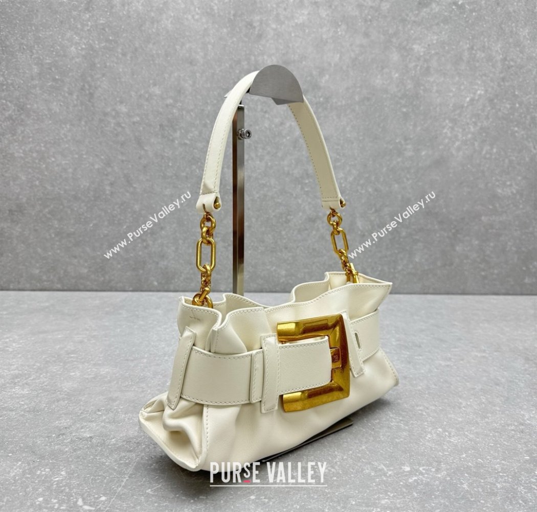 Balmain Small Anthem bag in calfskin leather with buckle White 2025 0444 (ningm-250927002)