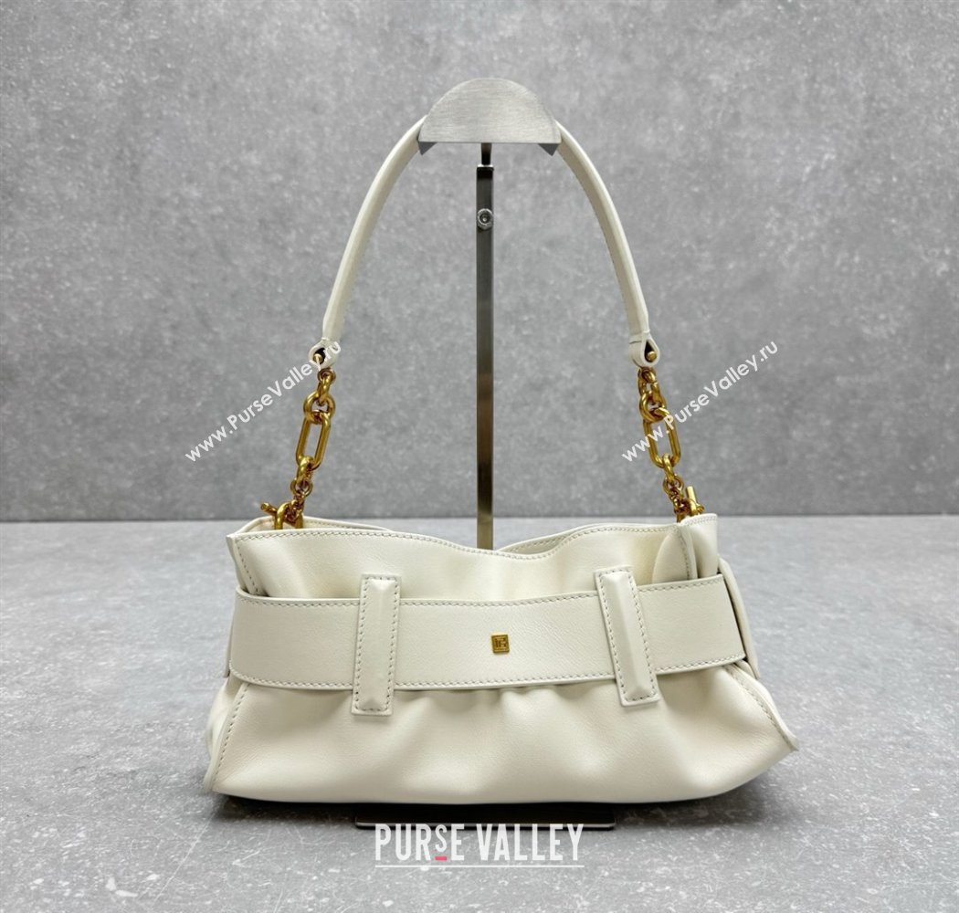 Balmain Small Anthem bag in calfskin leather with buckle White 2025 0444 (ningm-250927002)