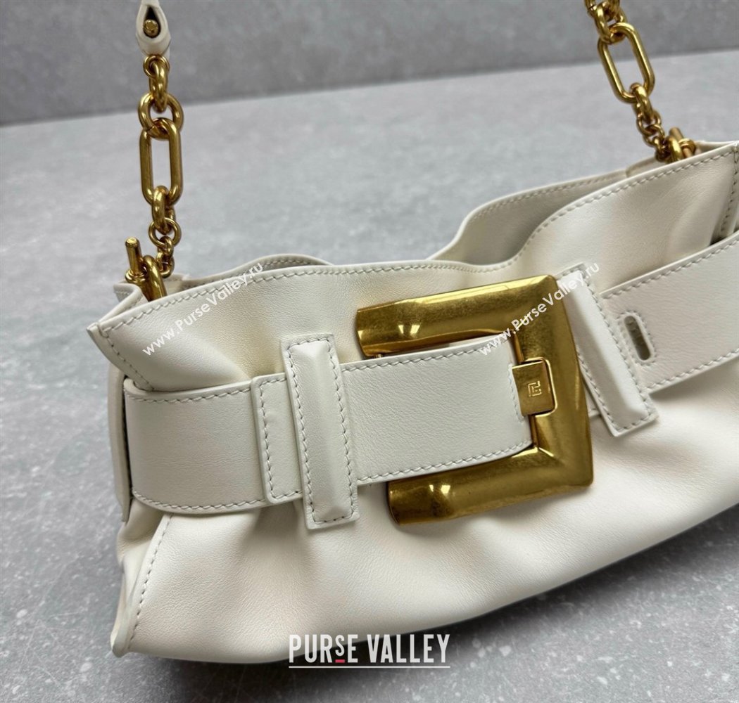 Balmain Small Anthem bag in calfskin leather with buckle White 2025 0444 (ningm-250927002)