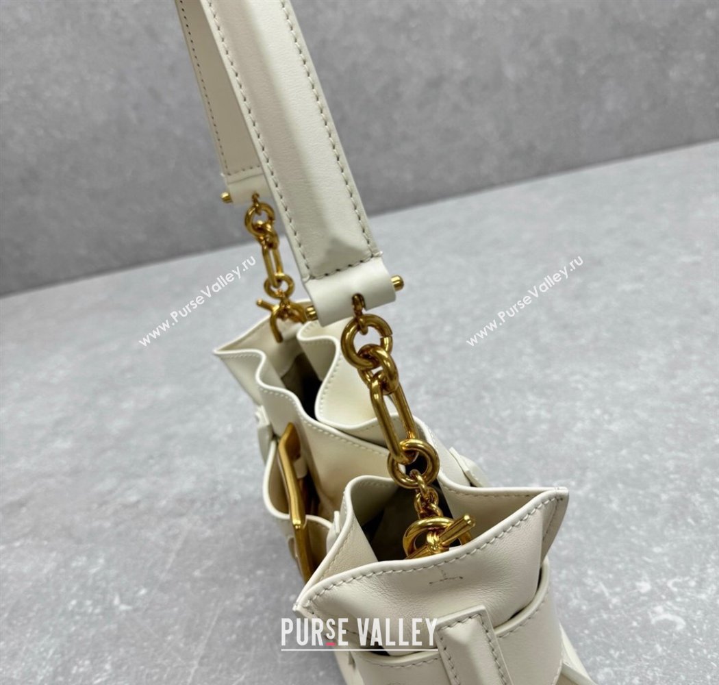 Balmain Small Anthem bag in calfskin leather with buckle White 2025 0444 (ningm-250927002)