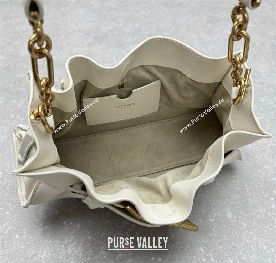 Balmain Small Anthem bag in calfskin leather with buckle White 2025 0444 (ningm-250927002)