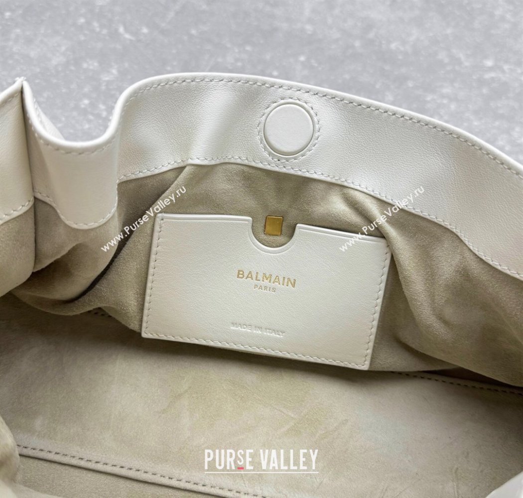 Balmain Small Anthem bag in calfskin leather with buckle White 2025 0444 (ningm-250927002)