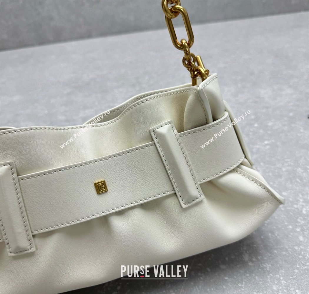 Balmain Small Anthem bag in calfskin leather with buckle White 2025 0444 (ningm-250927002)