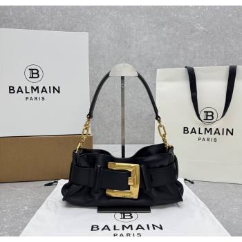 Balmain Small Anthem bag in calfskin leather with buckle Black 2025 0444 (ningm-250927003)