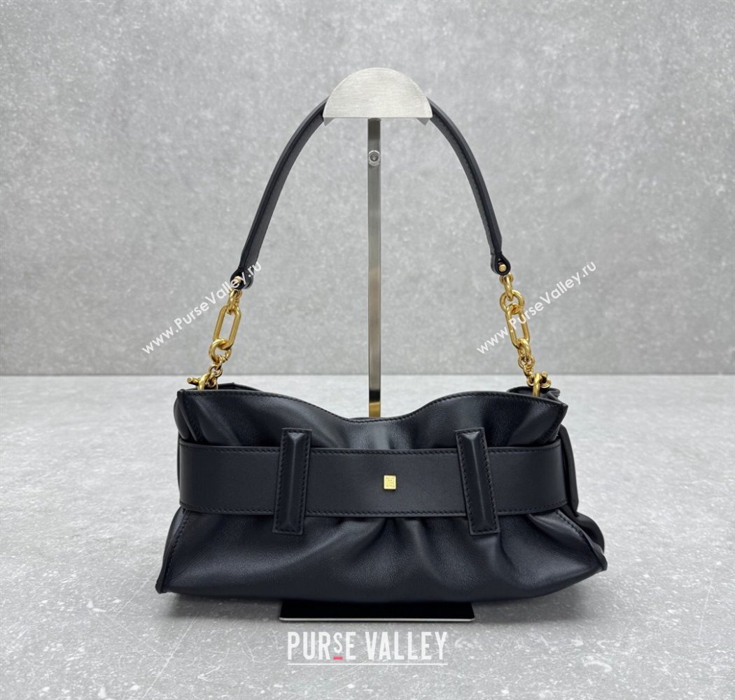 Balmain Small Anthem bag in calfskin leather with buckle Black 2025 0444 (ningm-250927003)