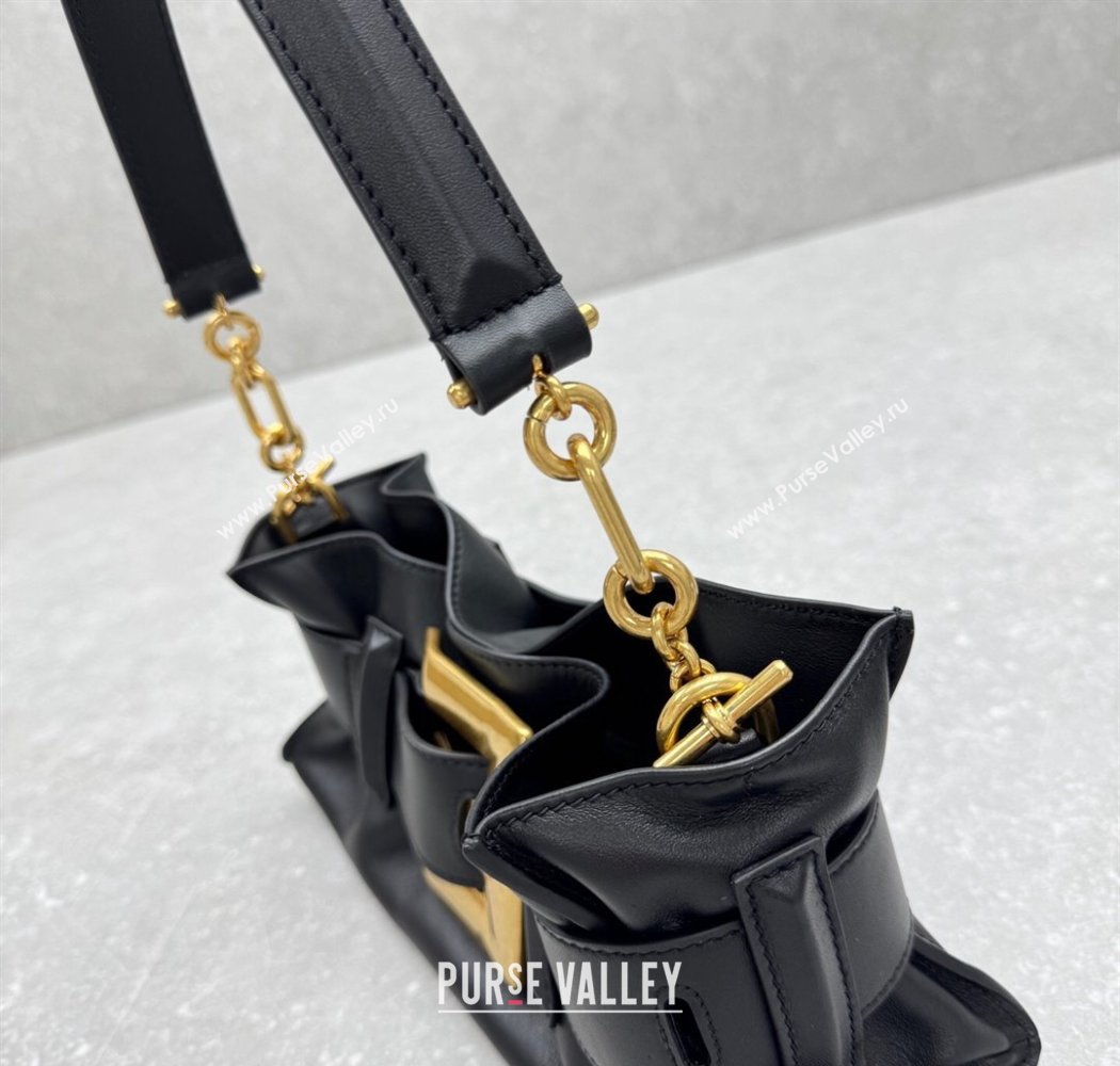 Balmain Small Anthem bag in calfskin leather with buckle Black 2025 0444 (ningm-250927003)