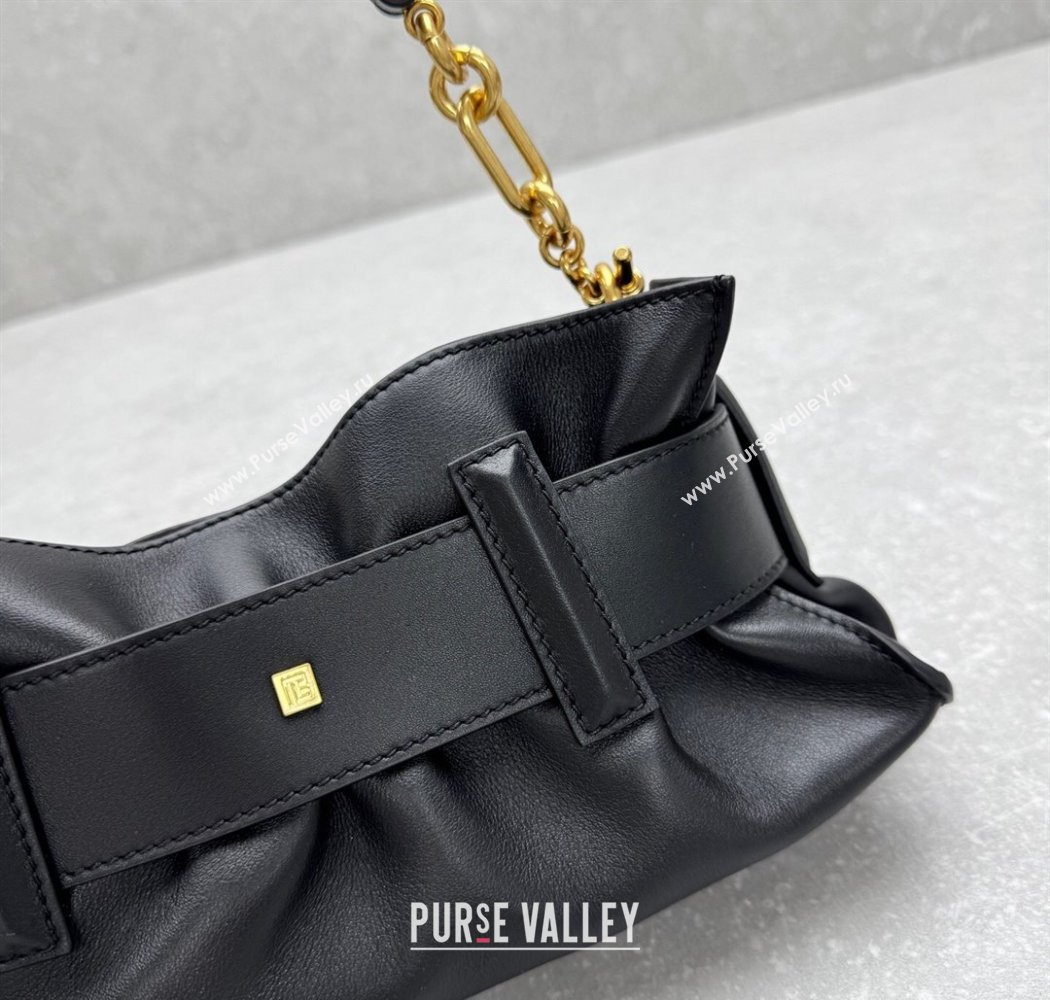 Balmain Small Anthem bag in calfskin leather with buckle Black 2025 0444 (ningm-250927003)