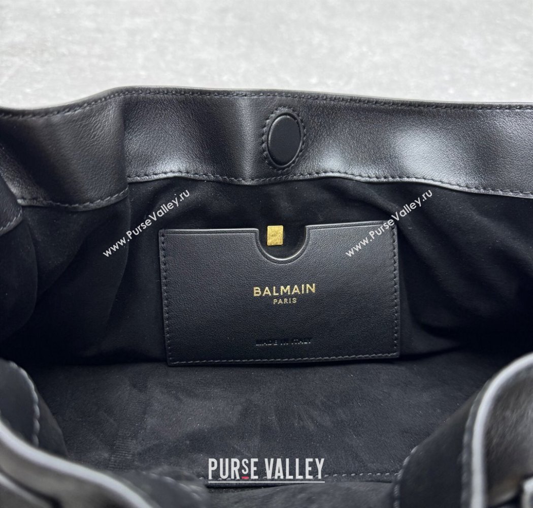 Balmain Small Anthem bag in calfskin leather with buckle Black 2025 0444 (ningm-250927003)