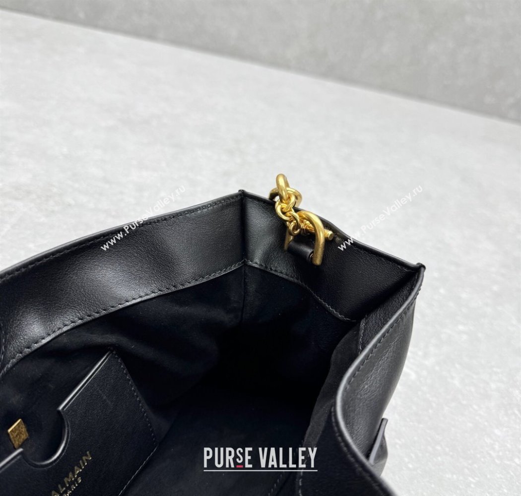 Balmain Small Anthem bag in calfskin leather with buckle Black 2025 0444 (ningm-250927003)