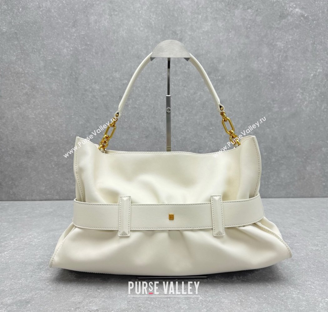 Balmain Medium Anthem bag in calfskin leather with buckle White 2025 0444 (ningm-250927004)