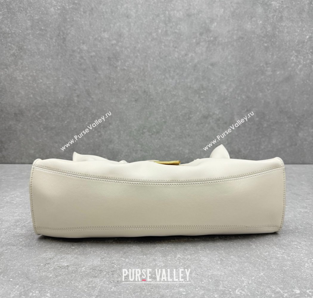 Balmain Medium Anthem bag in calfskin leather with buckle White 2025 0444 (ningm-250927004)