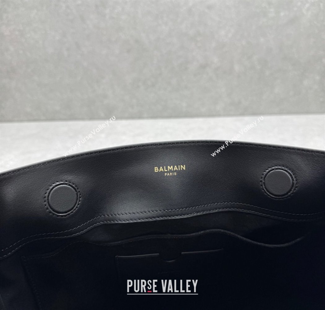 Balmain Medium Anthem bag in calfskin leather with buckle Black 2025 0444 (ningm-250927005)