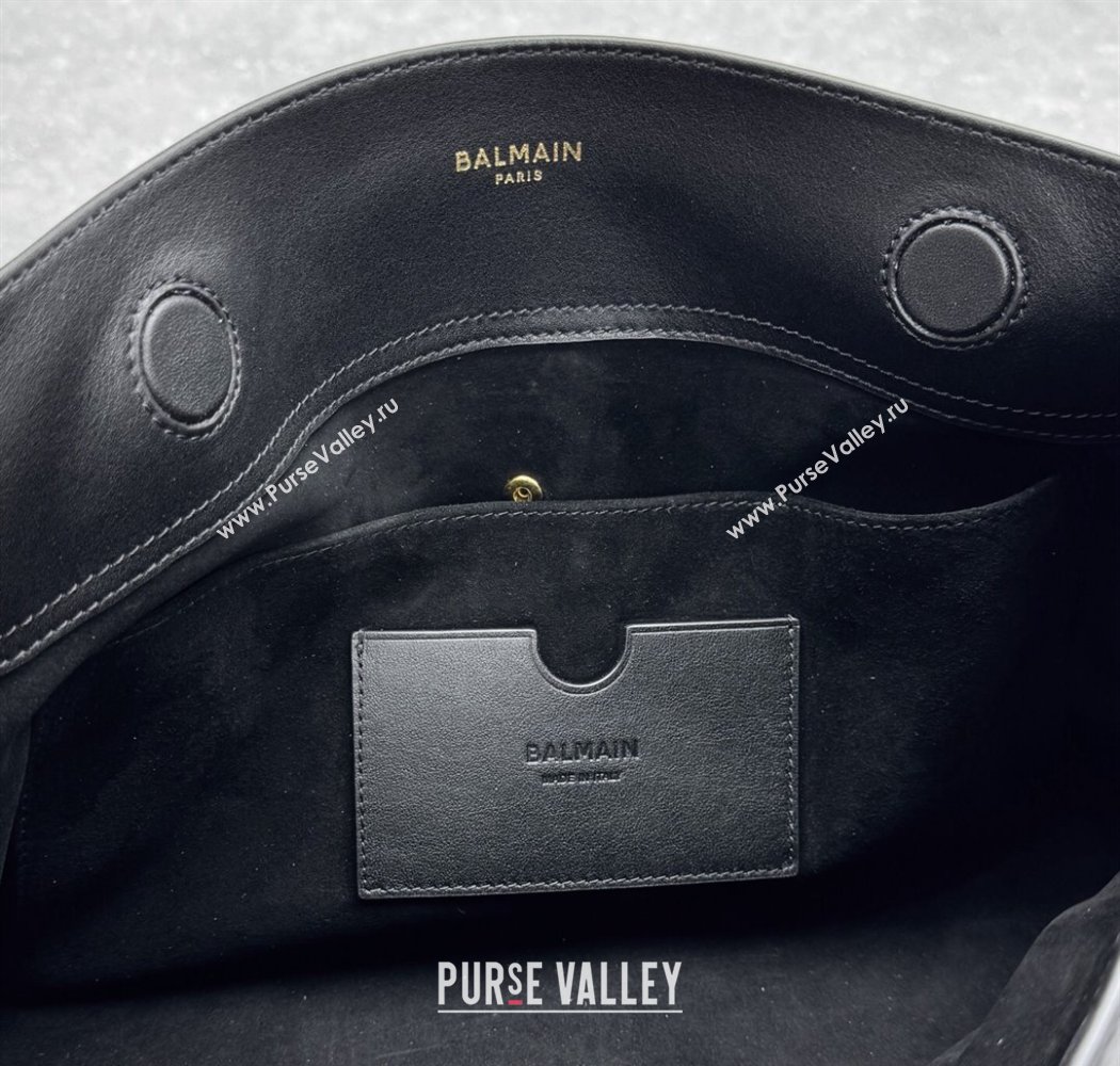 Balmain Medium Anthem bag in calfskin leather with buckle Black 2025 0444 (ningm-250927005)