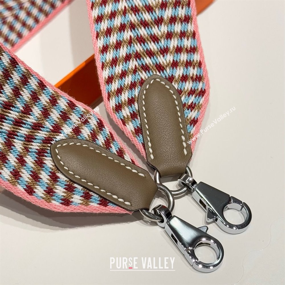 Hermes Canvas Bag Strap 5x85cm Light Pink/Gold 2025 (FL-250701061)