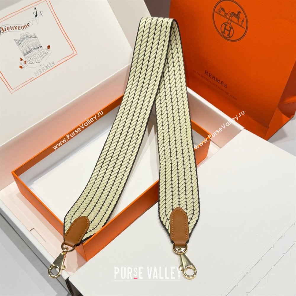 Hermes Canvas Bag Strap 5x85cm Yellow/Gold 2025 (FL-250701062)