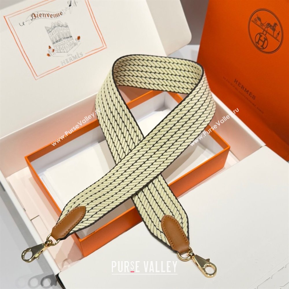 Hermes Canvas Bag Strap 5x85cm Yellow/Gold 2025 (FL-250701062)