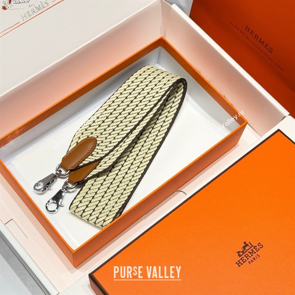 Hermes Canvas Bag Strap 5x85cm Yellow/Silver 2025 (FL-250701063)