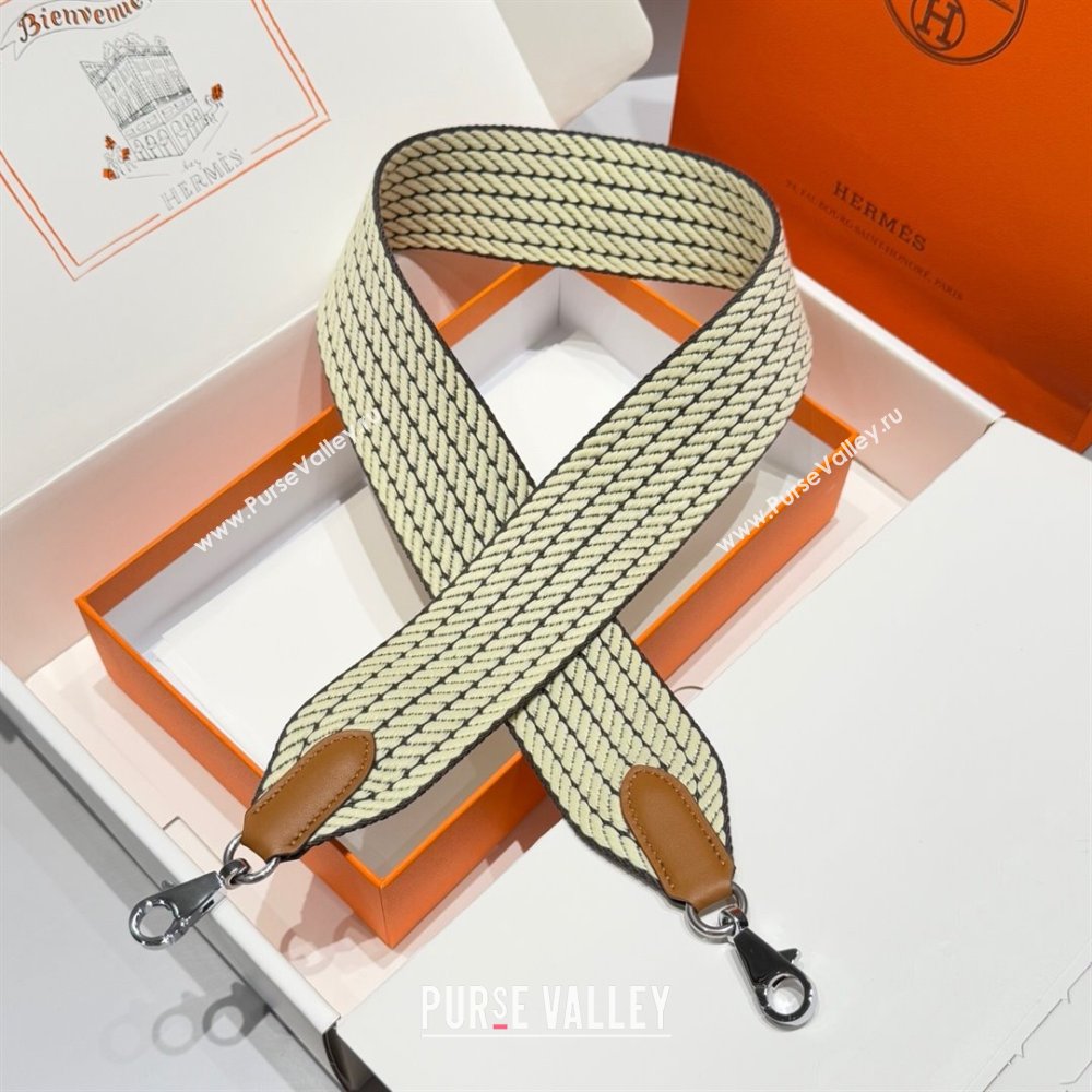 Hermes Canvas Bag Strap 5x85cm Yellow/Silver 2025 (FL-250701063)