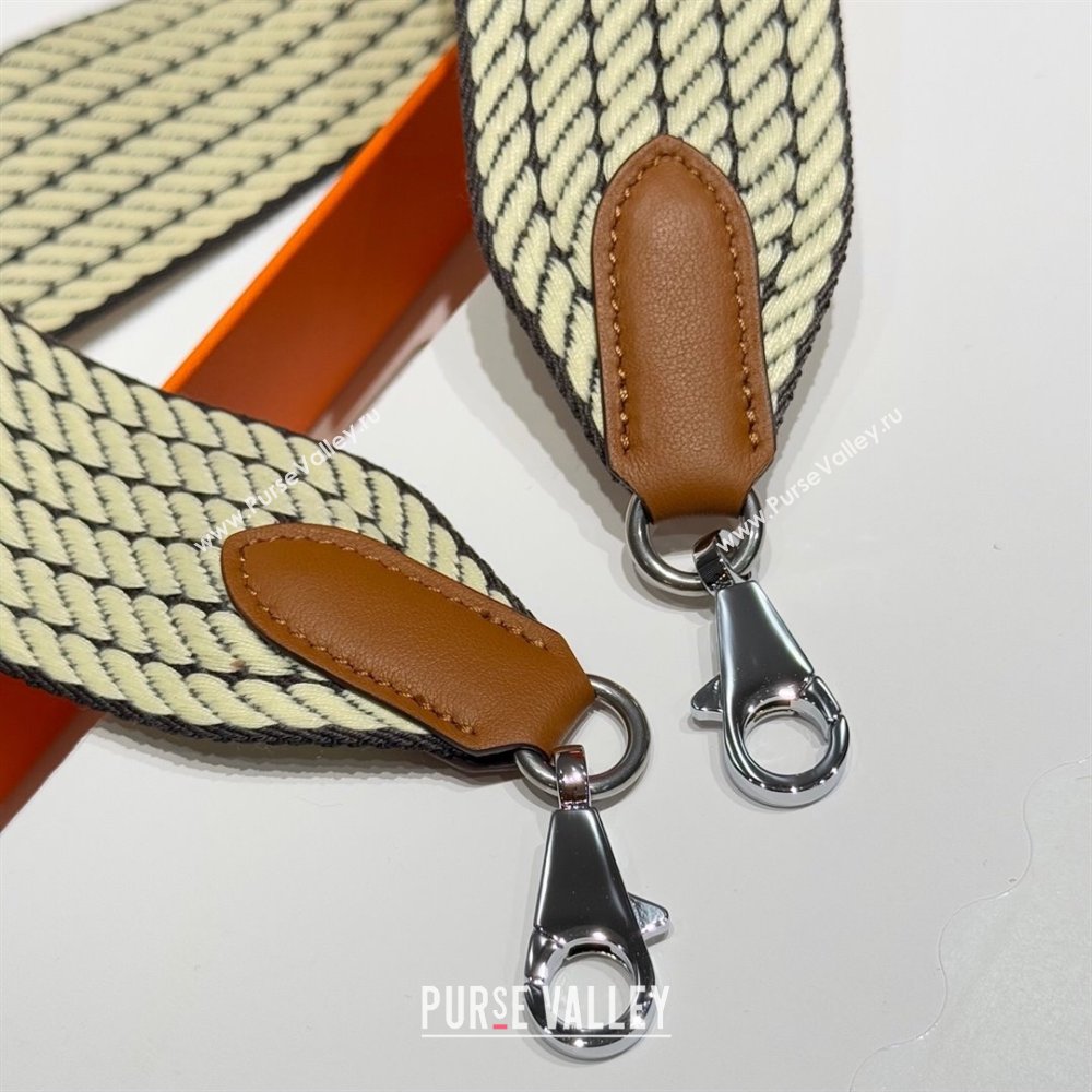 Hermes Canvas Bag Strap 5x85cm Yellow/Silver 2025 (FL-250701063)