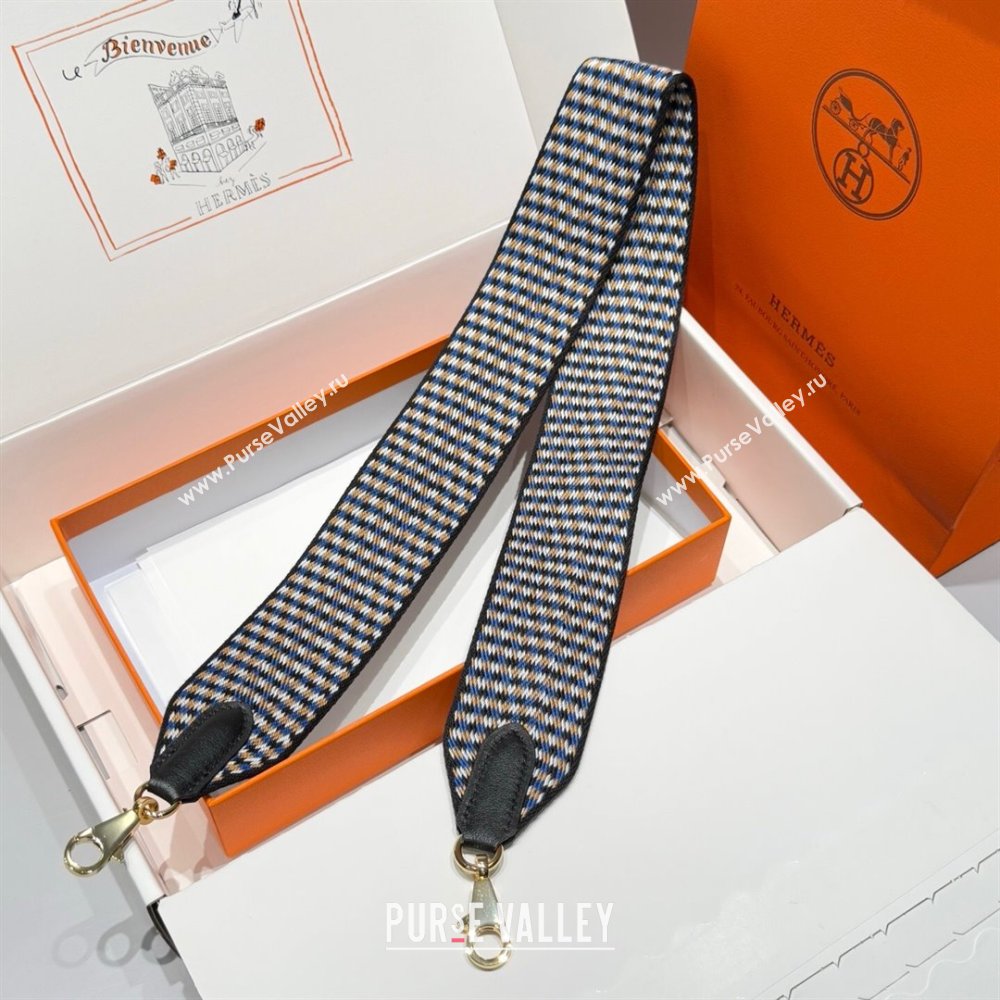 Hermes Canvas Bag Strap 5x85cm Black/Others/Gold 03 2025 (FL-250701039)