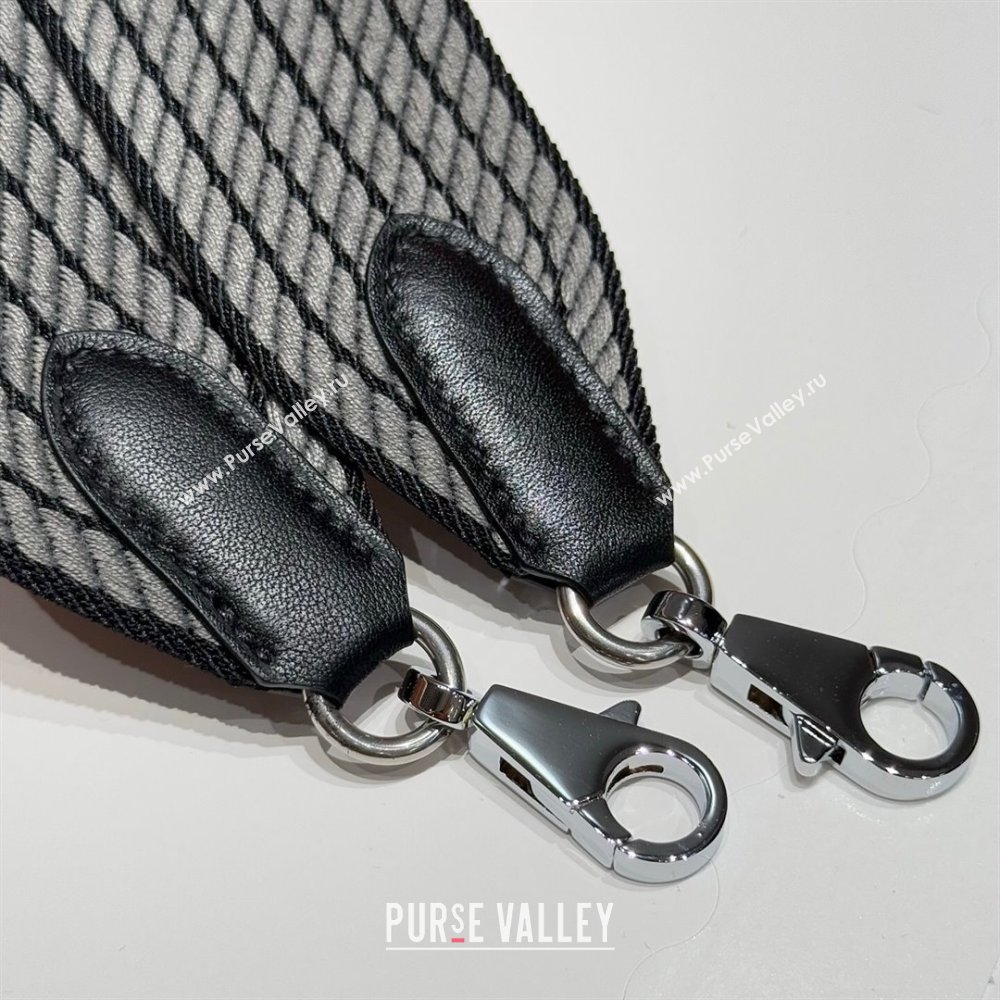 Hermes Canvas Bag Strap 5x85cm Grey/Black/Silver 2025 (FL-250701064)