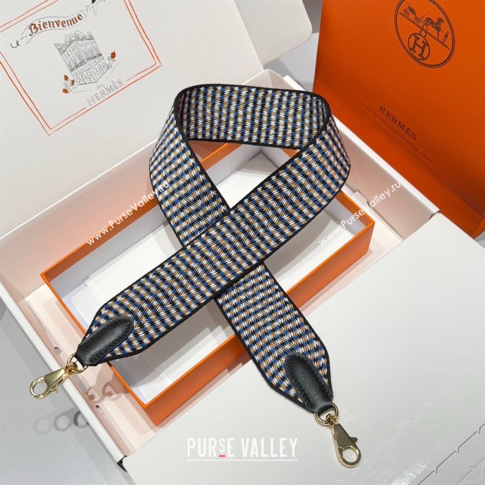 Hermes Canvas Bag Strap 5x85cm Black/Others/Gold 03 2025 (FL-250701039)