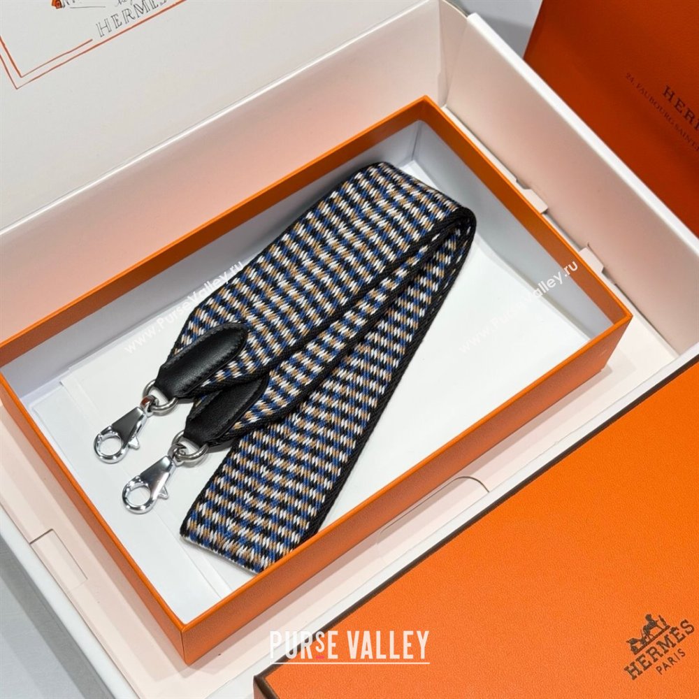 Hermes Canvas Bag Strap 5x85cm Black/Others/Silver 04 2025 (FL-250701040)