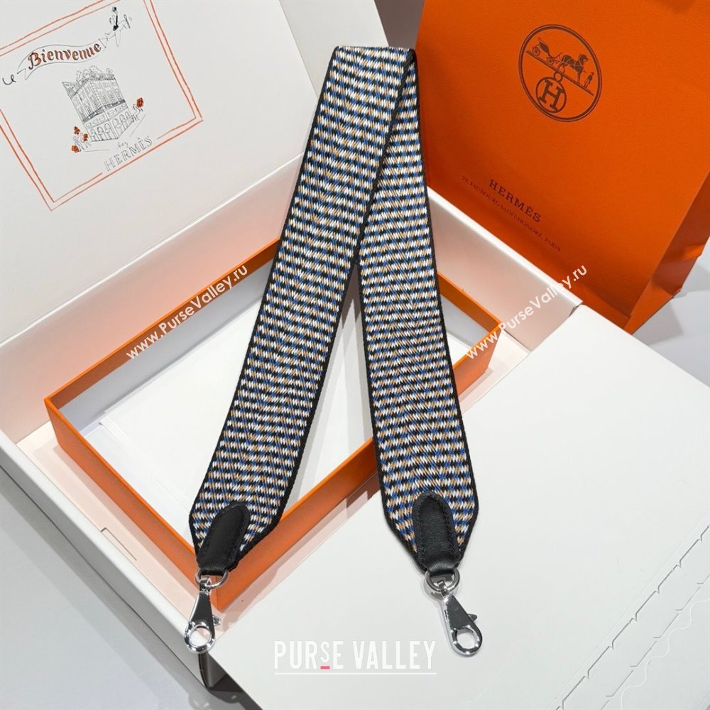 Hermes Canvas Bag Strap 5x85cm Black/Others/Silver 04 2025 (FL-250701040)