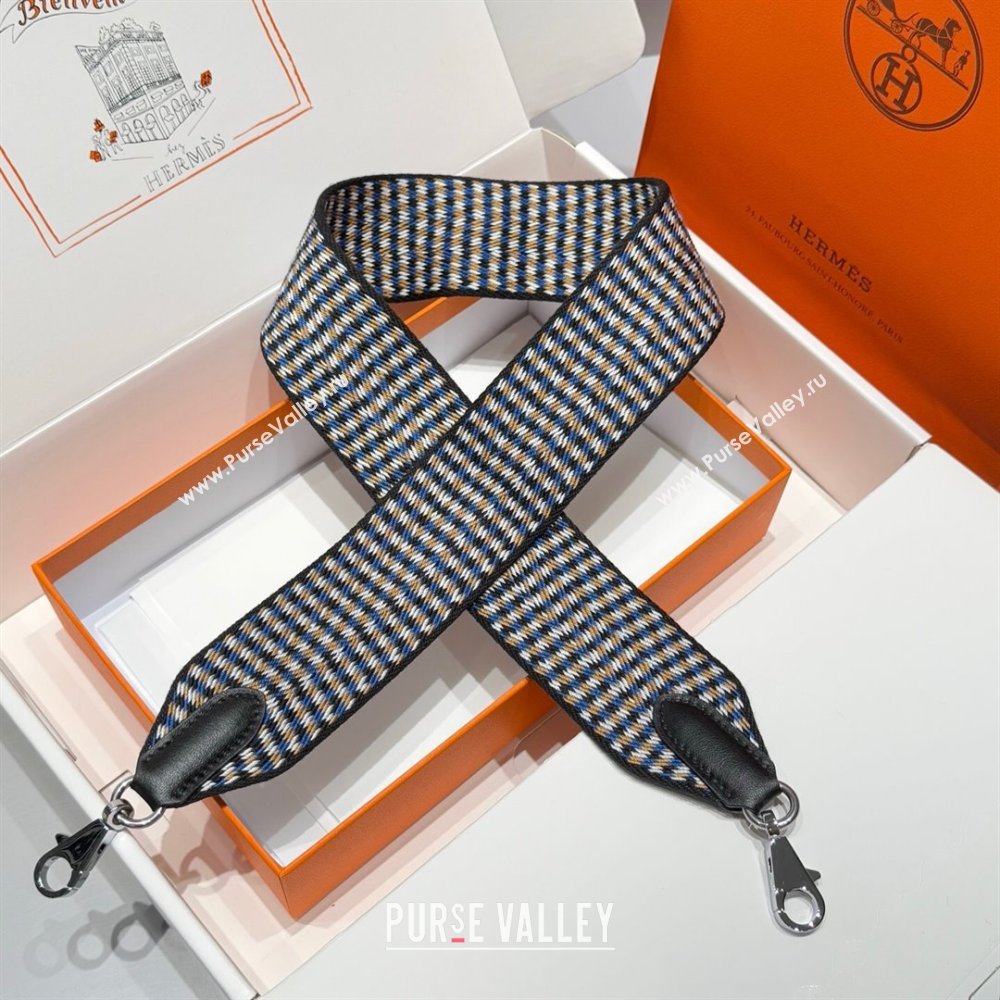 Hermes Canvas Bag Strap 5x85cm Black/Others/Silver 04 2025 (FL-250701040)