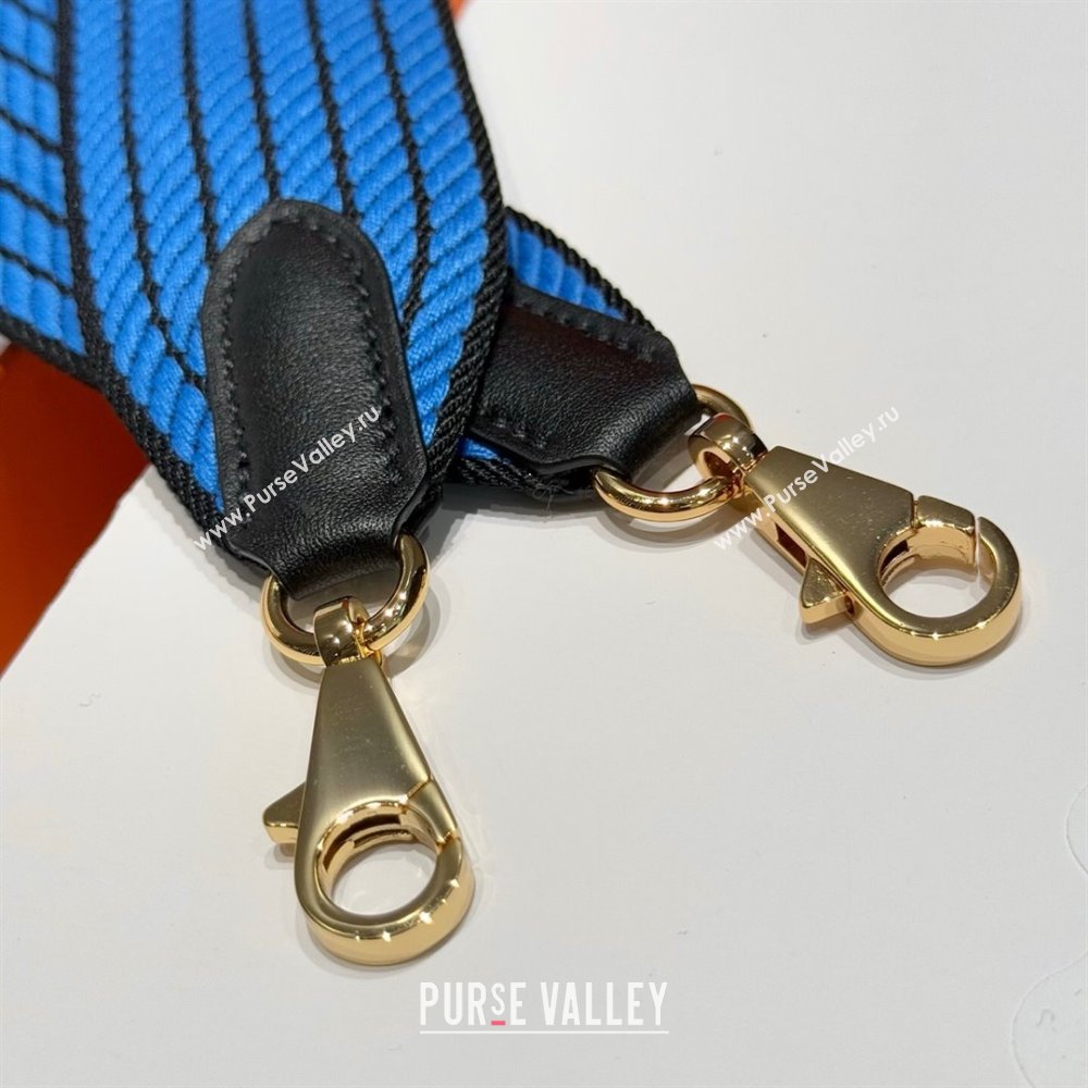 Hermes Canvas Bag Strap 5x85cm Sky Blue/Gold 2025 (FL-250701043)