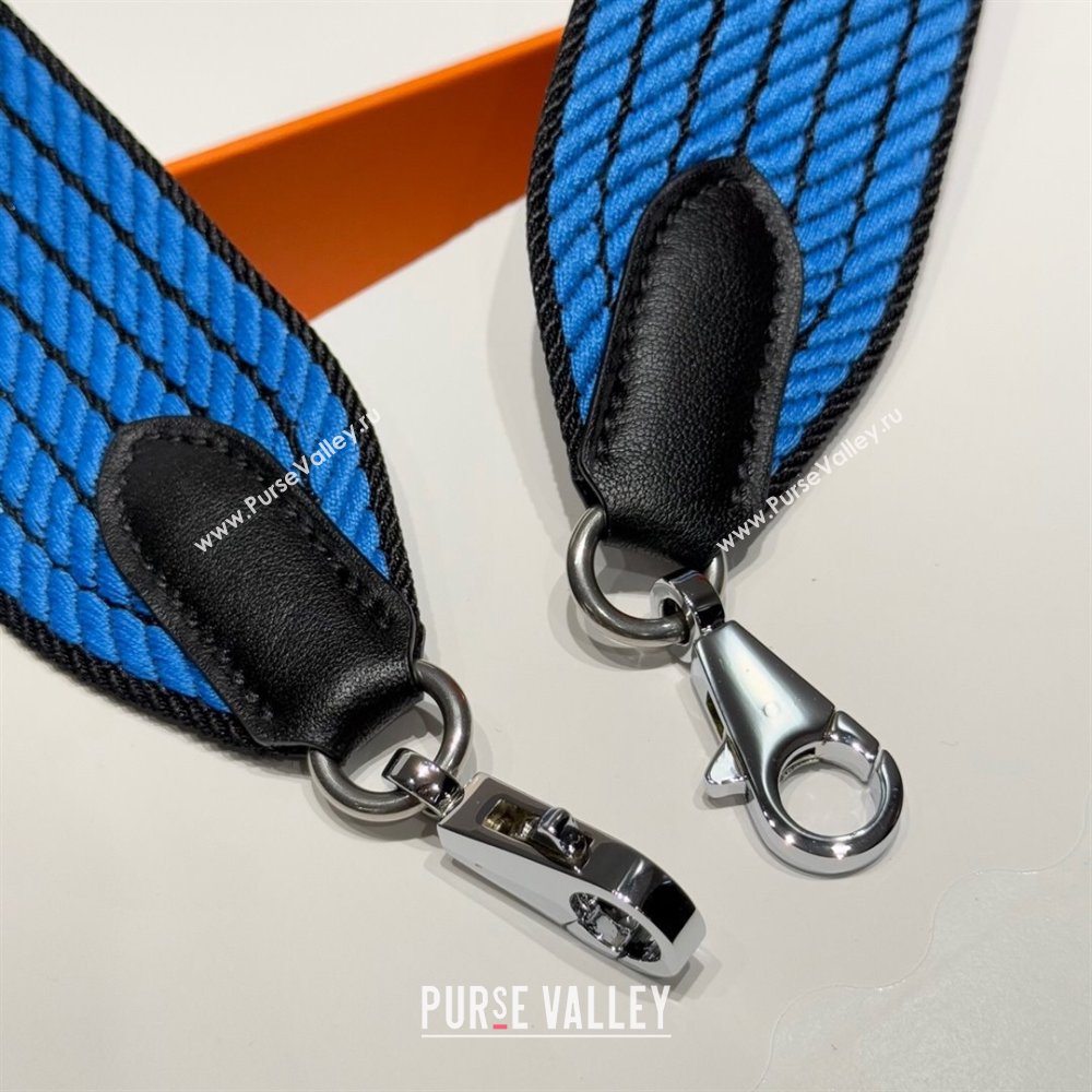 Hermes Canvas Bag Strap 5x85cm Sky Blue/Silver 2025 (FL-250701044)