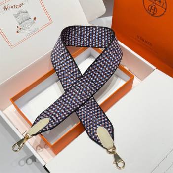 Hermes Canvas Bag Strap 5x85cm Blue/Brown/Gold 2025 (FL-250701048)