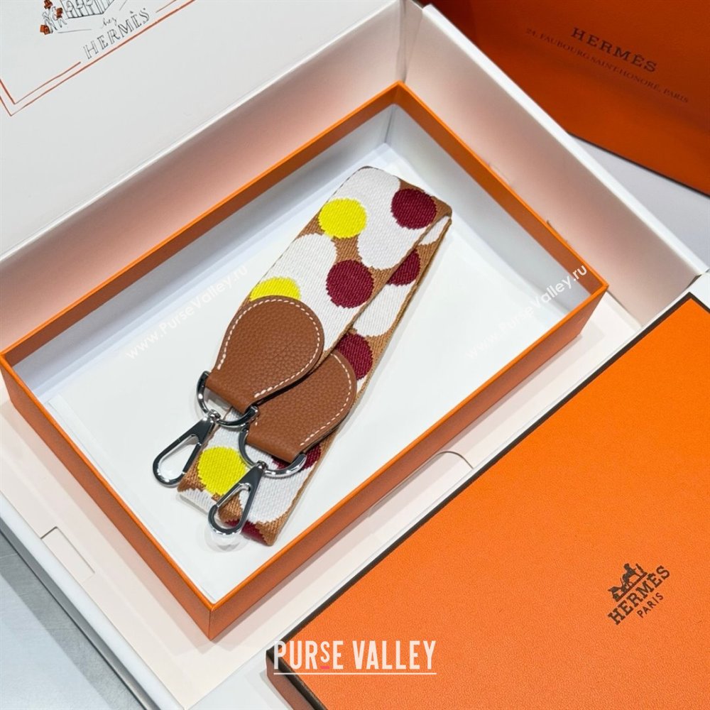 Hermes Canvas Bag Strap 5x85cm Brown/Multicolor 2025 (FL-250701053)
