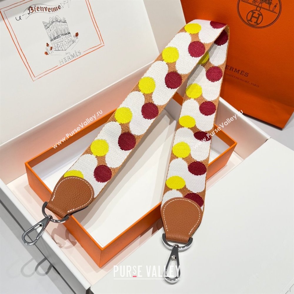 Hermes Canvas Bag Strap 5x85cm Brown/Multicolor 2025 (FL-250701053)