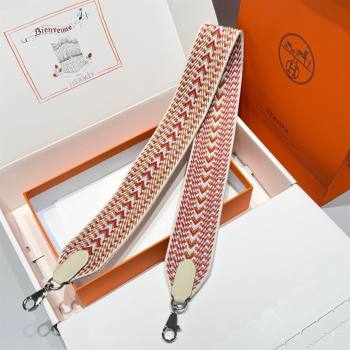 Hermes Canvas Bag Strap 5x85cm White/Red/Silver 02 2025 (FL-250701038)