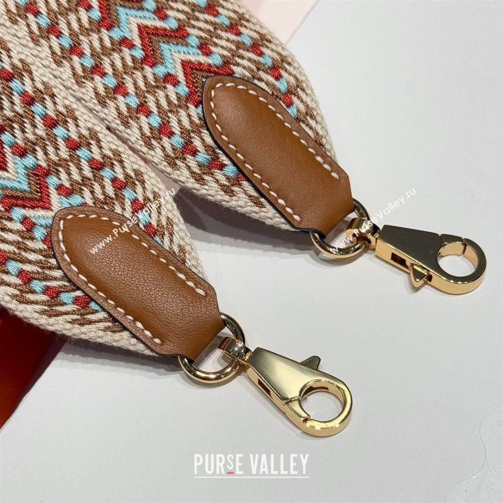 Hermes Canvas Bag Strap 5x85cm Brown/Beige/Gold 2025 (FL-250701054)
