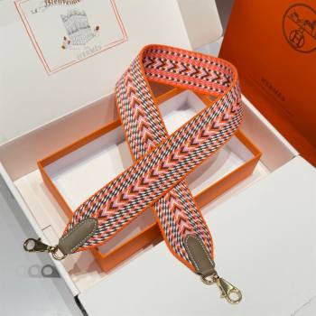 Hermes Canvas Bag Strap 5x85cm Orange/Gold 2025 (FL-250701058)