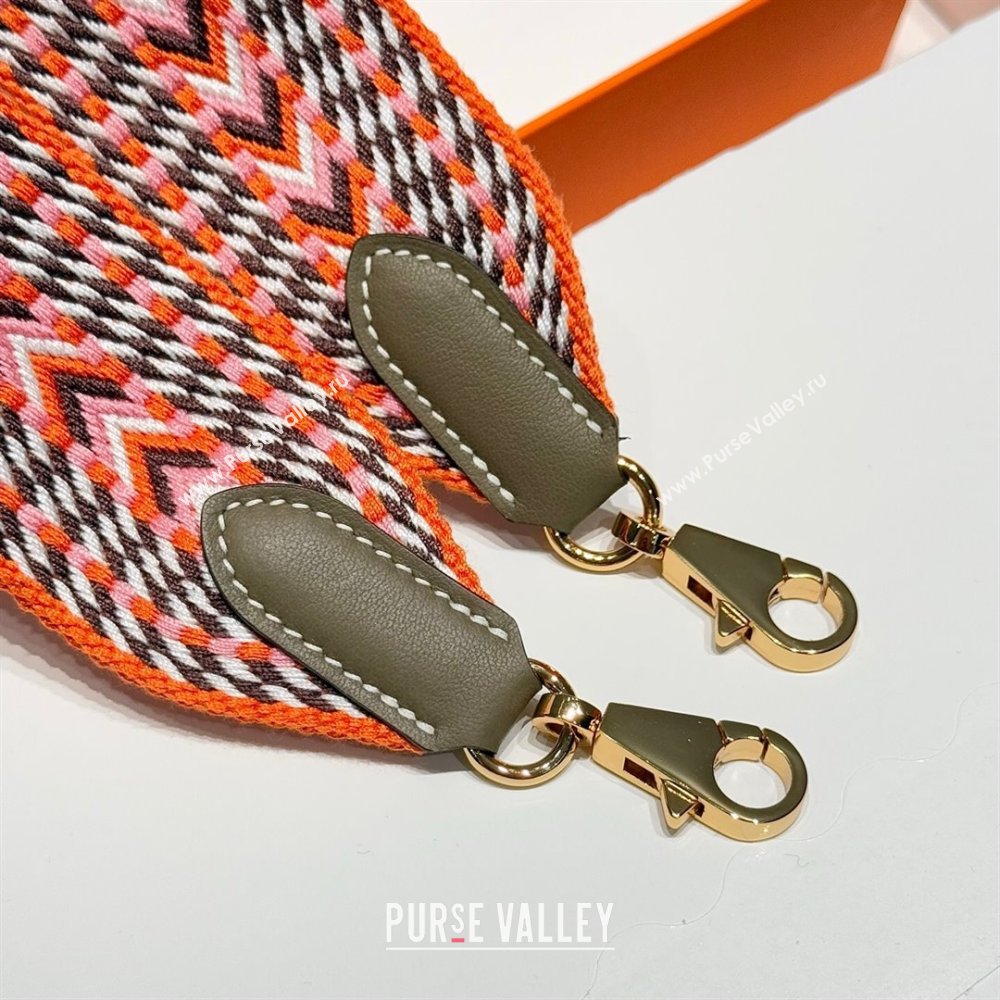 Hermes Canvas Bag Strap 5x85cm Orange/Gold 2025 (FL-250701058)