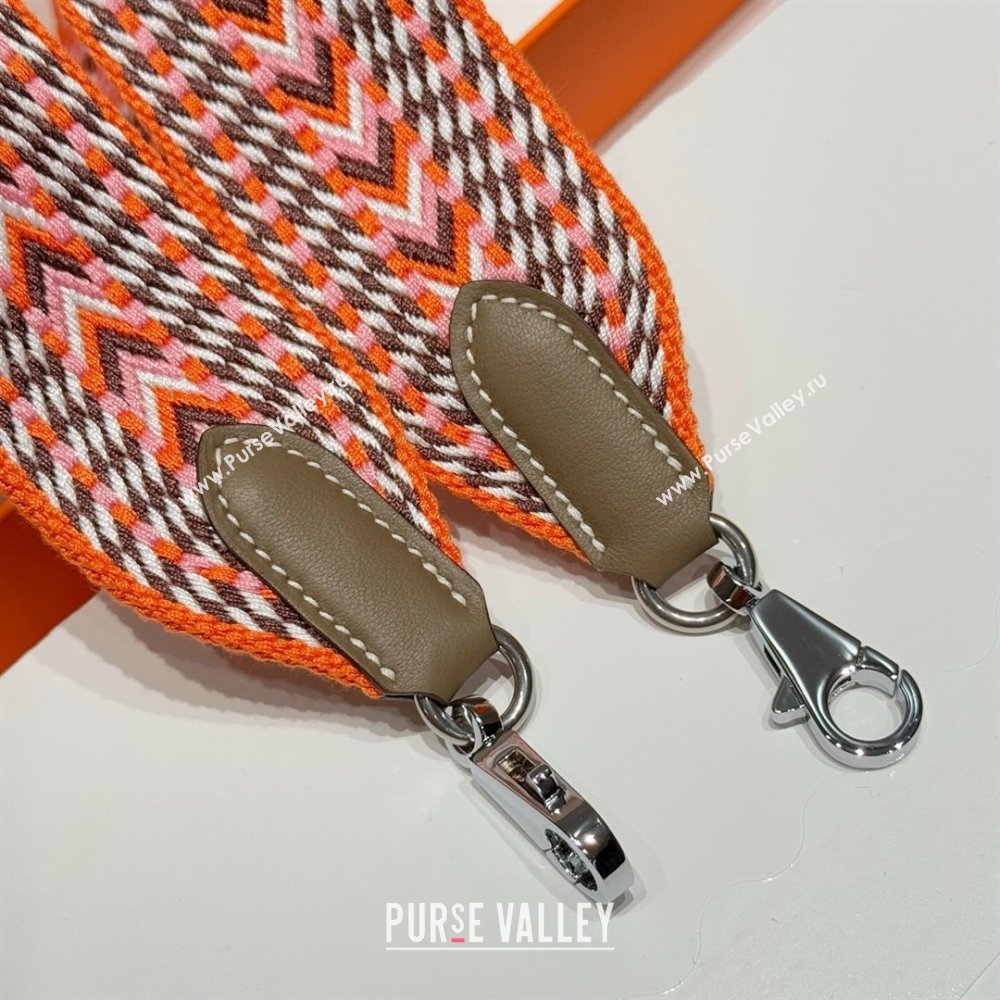 Hermes Canvas Bag Strap 5x85cm Orange/Silver 2025 (FL-250701059)