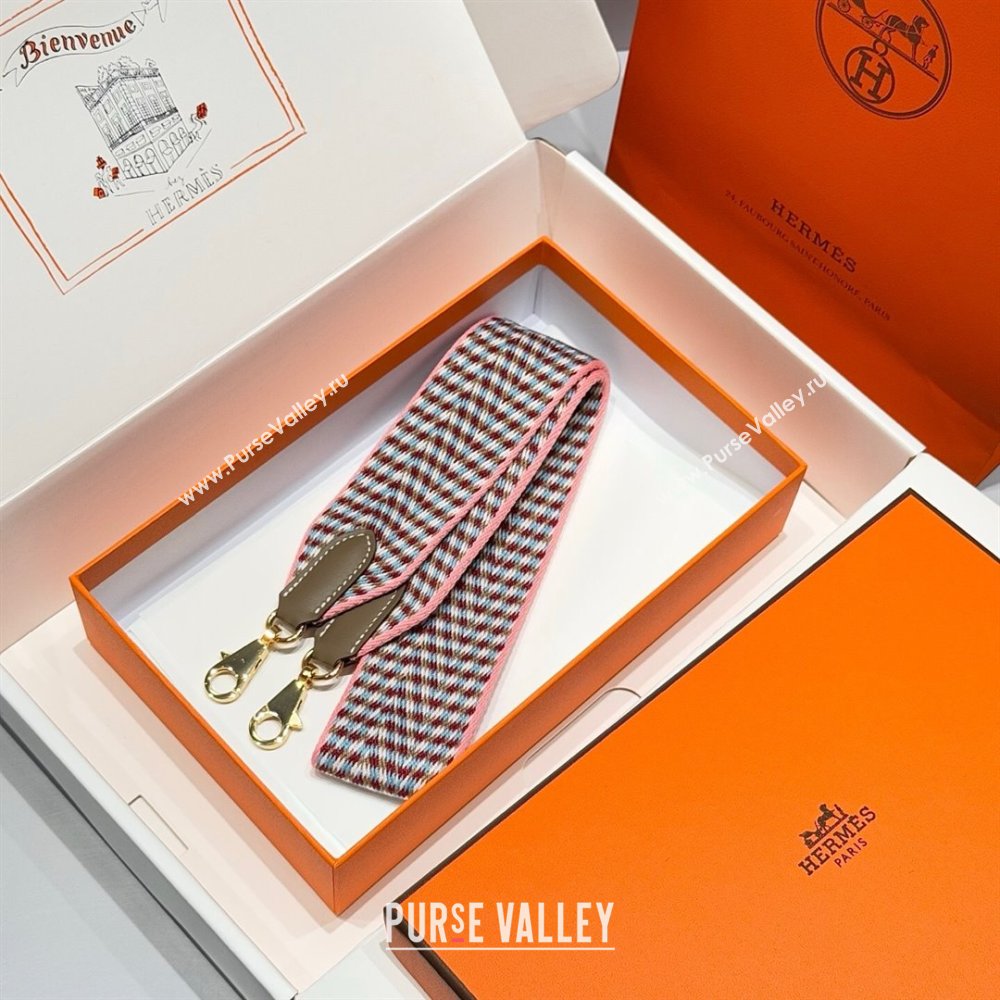 Hermes Canvas Bag Strap 5x85cm Light Pink/Gold 2025 (FL-250701060)