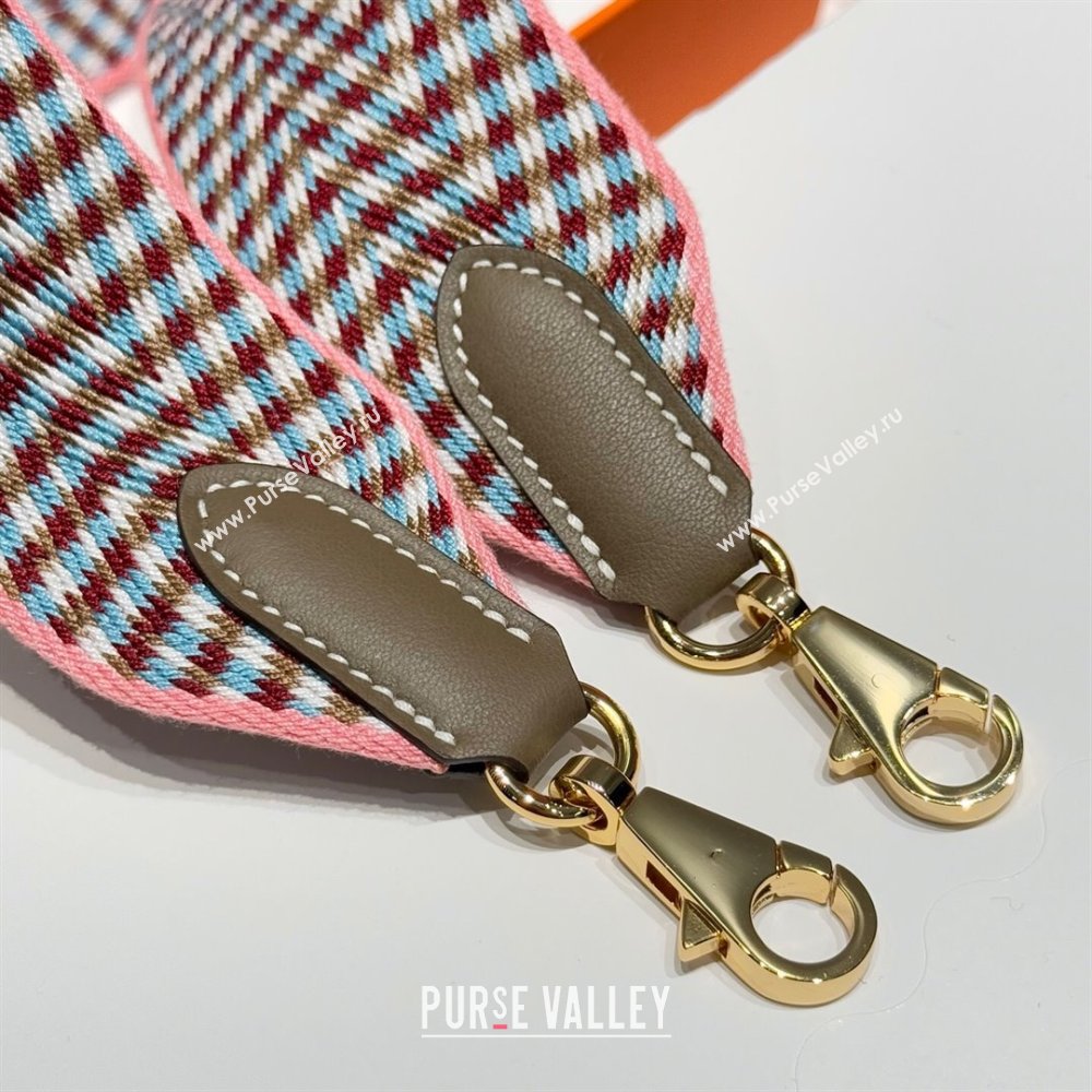 Hermes Canvas Bag Strap 5x85cm Light Pink/Gold 2025 (FL-250701060)