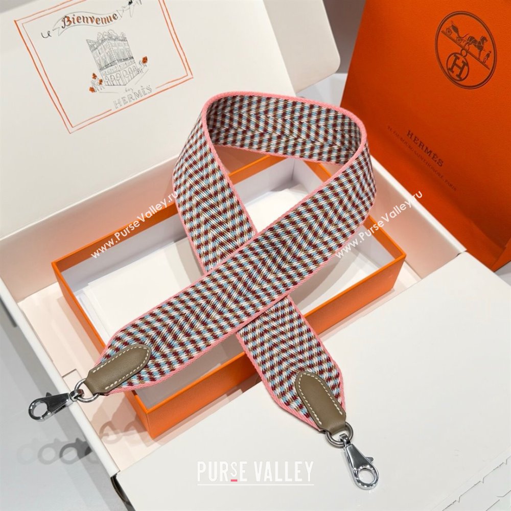 Hermes Canvas Bag Strap 5x85cm Light Pink/Gold 2025 (FL-250701061)