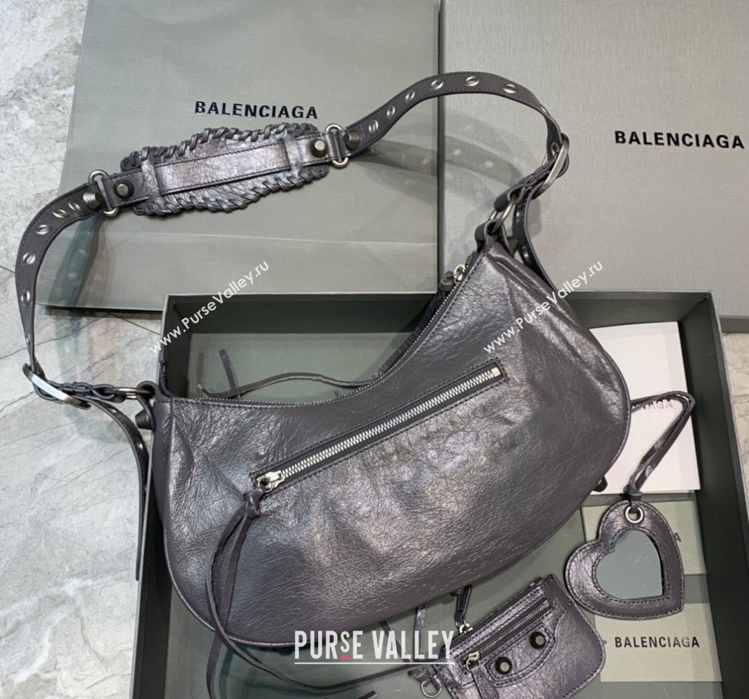 Balenciaga Le Cagole Lambskin Small Shoulder Bag Dark Grey/Aged Silver 2021 (JM-21120826)