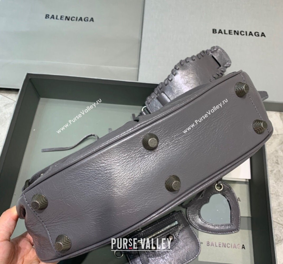 Balenciaga Le Cagole Lambskin Small Shoulder Bag Dark Grey/Aged Silver 2021 (JM-21120826)