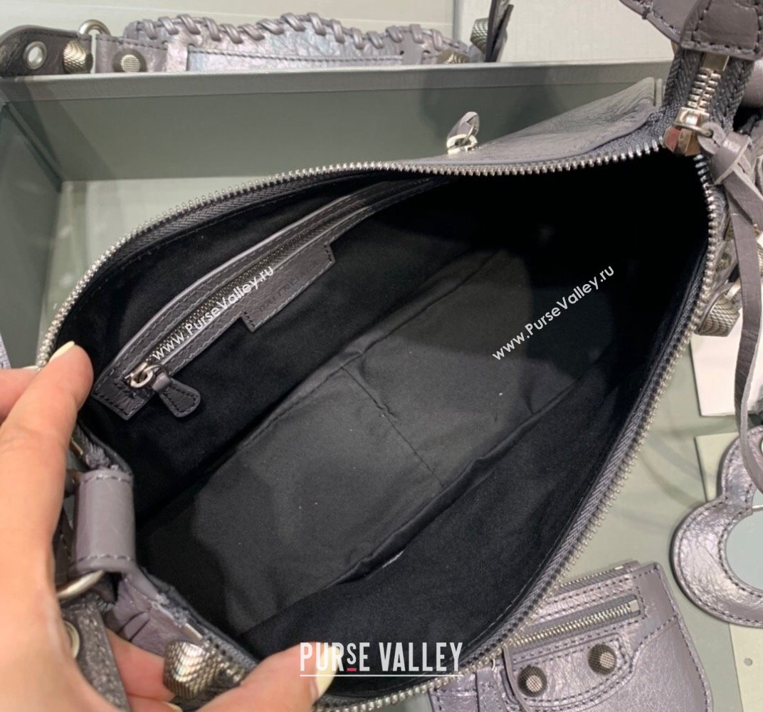 Balenciaga Le Cagole Lambskin Small Shoulder Bag Dark Grey/Aged Silver 2021 (JM-21120826)