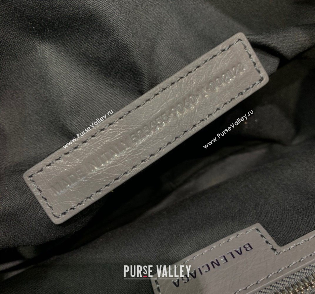 Balenciaga Le Cagole Lambskin Small Shoulder Bag Dark Grey/Aged Silver 2021 (JM-21120826)