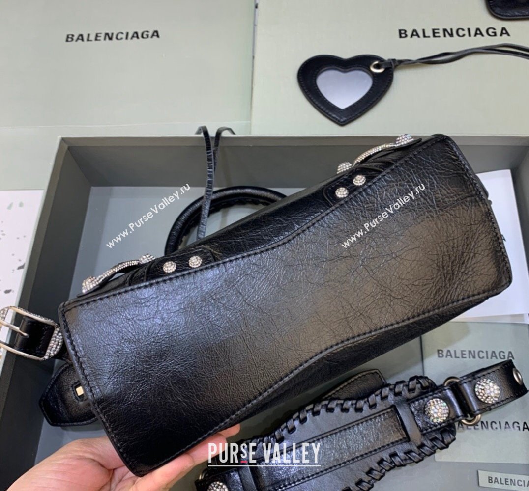Balenciaga Neo Cagole XS Lambskin Top Handle Bag with Crystal Black 2025 638515 (JM-250206004)