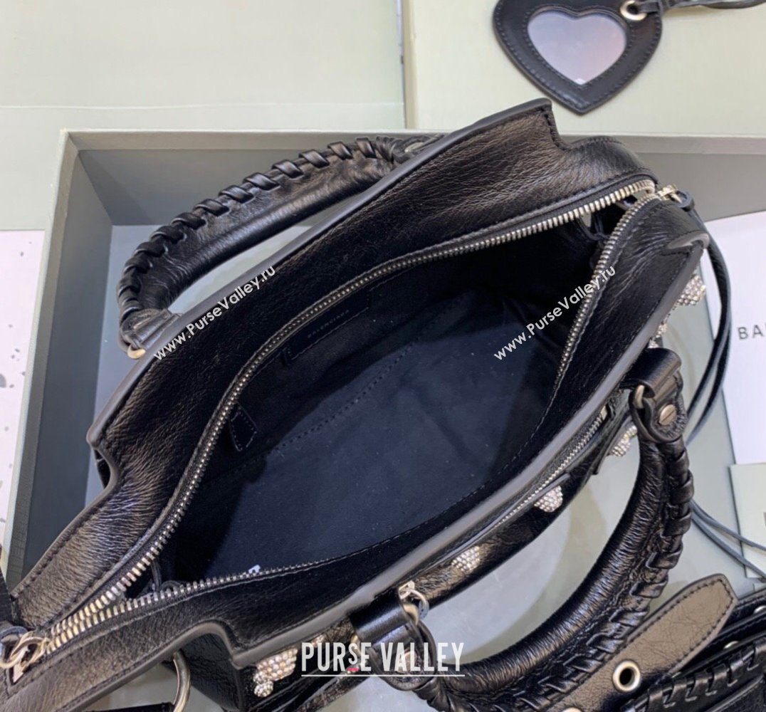 Balenciaga Neo Cagole XS Lambskin Top Handle Bag with Crystal Black 2025 638515 (JM-250206004)