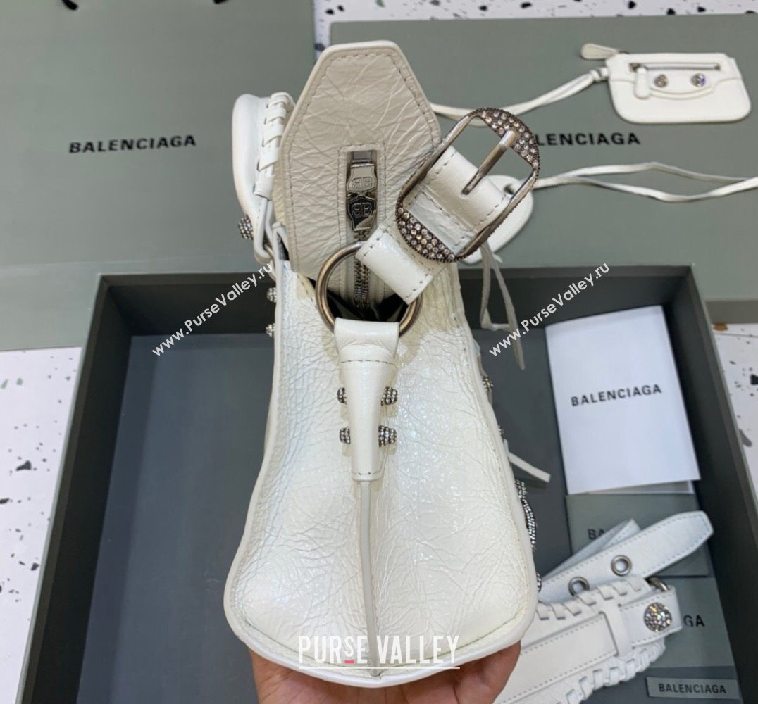 Balenciaga Neo Cagole XS Lambskin Top Handle Bag with Crystal White 2025 638515 (JM-250206003)