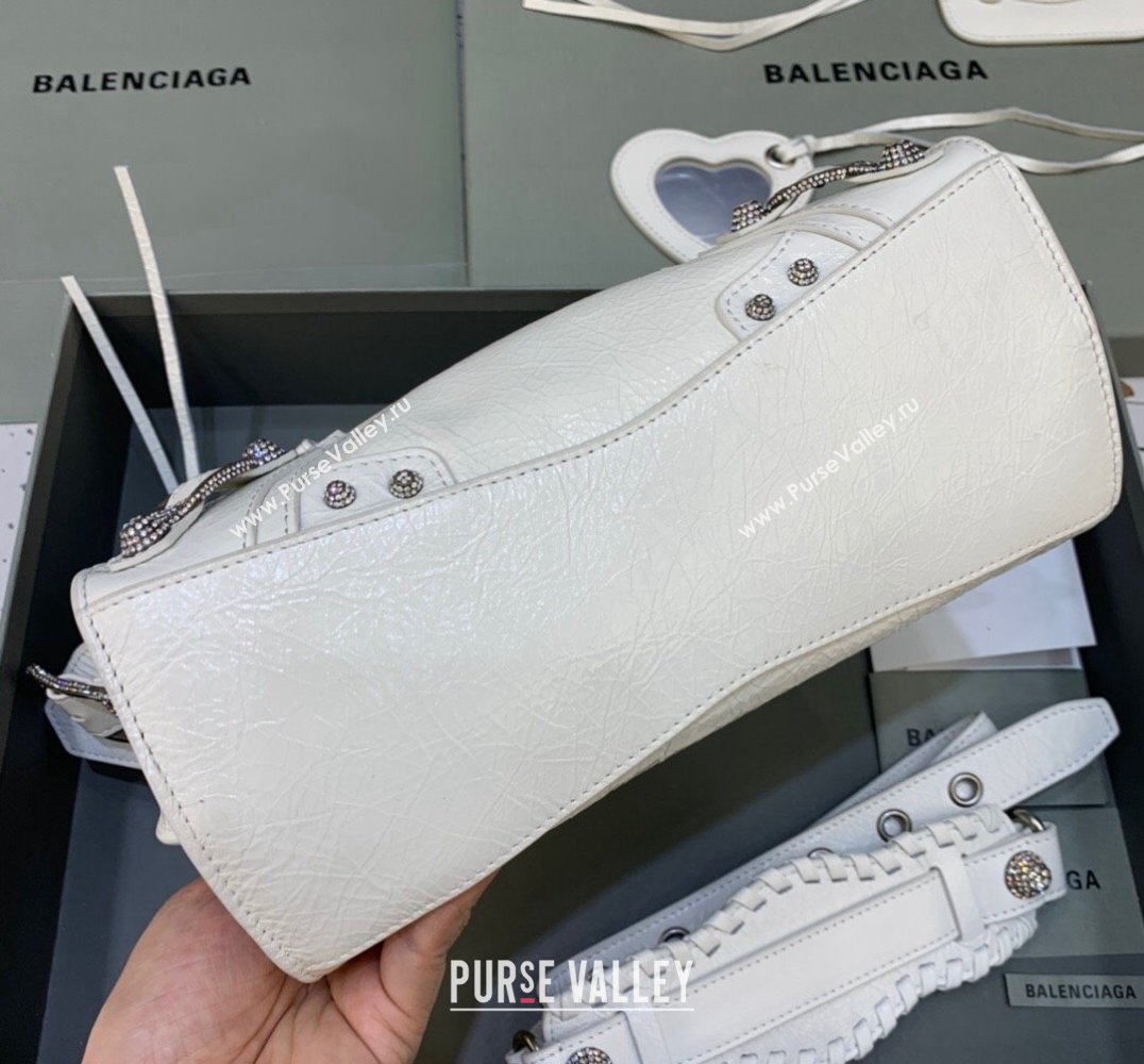 Balenciaga Neo Cagole XS Lambskin Top Handle Bag with Crystal White 2025 638515 (JM-250206003)